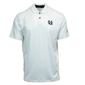 White Gray Striped U-State Men's Nike Golf Dri-Fit Polo